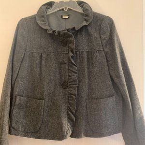 J. Crew Gray Wool Ruffle Collar Blazer Size 8